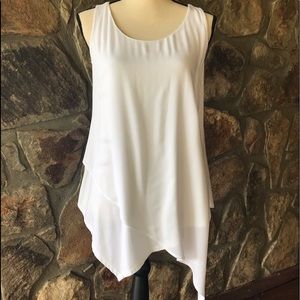 Ethereal ivory tank with handkerchief hem